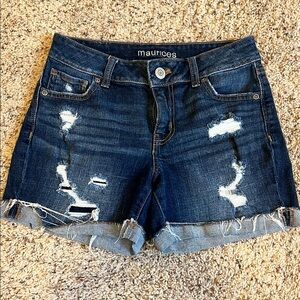 Maurices Women's Distressed Denim Shorts - Blue